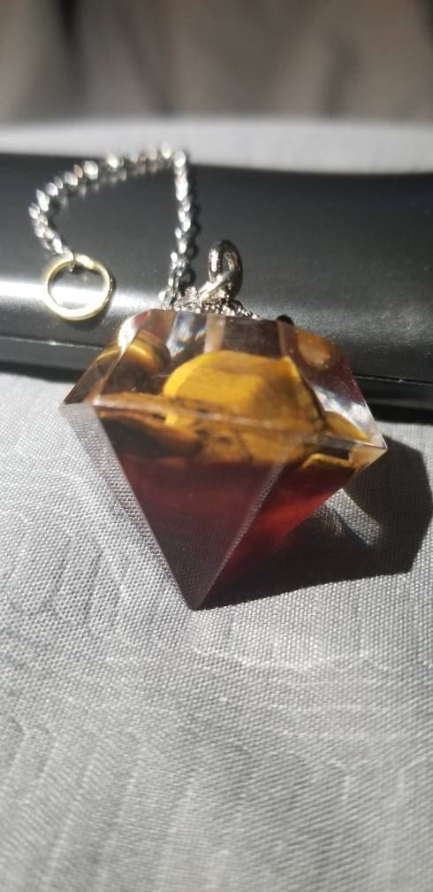 Tigers Eye Deep Red & Clear Pendulum