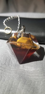 Load image into Gallery viewer, Tigers Eye Deep Red &amp; Clear Pendulum
