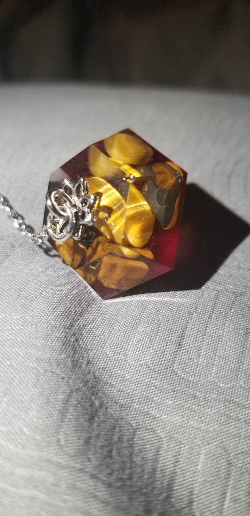 Tigers Eye Deep Red & Clear Pendulum