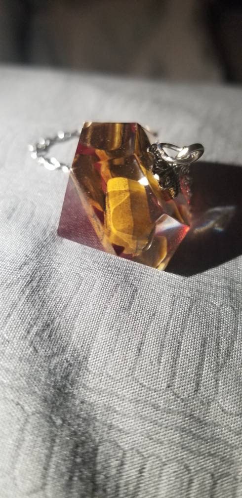 Tigers Eye Deep Red & Clear Pendulum