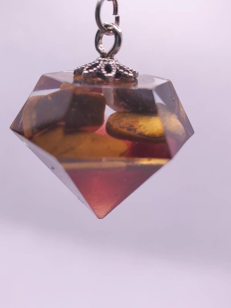 Tigers Eye Deep Red & Clear Pendulum