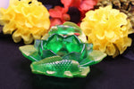 Load image into Gallery viewer, Emerald Green Lotus and Dusted Gold Koi Candle Holder.
