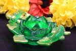 Load image into Gallery viewer, Emerald Green Lotus and Dusted Gold Koi Candle Holder.
